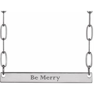 14K White Gold 30 X 3.5 Mm 16 In Polished Engravable Bar Necklace