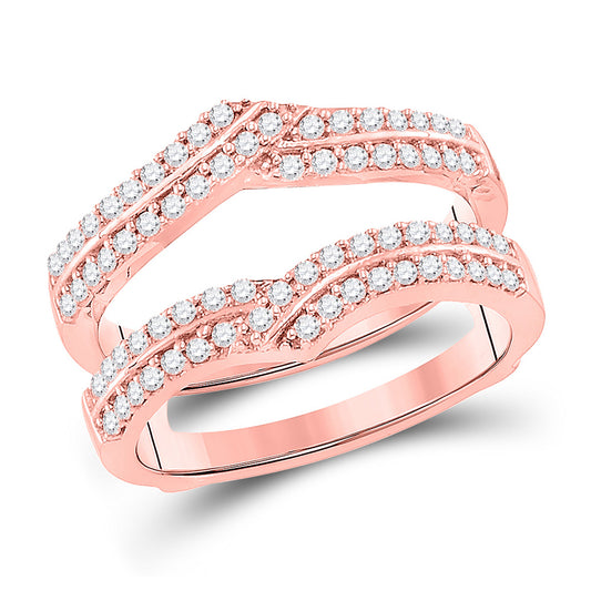 14K Rose Gold Womens Round Diamond Wrap Ring Guard Enhancer 1/2 Cttw, Womens Size: 5-10