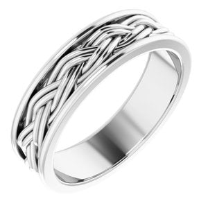 Platinum Woven-Design Comfort-Fit Flat Band