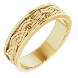 14k Yellow Or White Or Rose Gold Woven-Design Comfort-Fit Flat Band