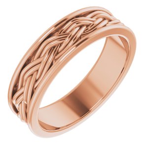14k Yellow Or White Or Rose Gold Woven-Design Comfort-Fit Flat Band