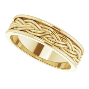 10k Yellow Or White Or Rose Gold Woven-Design Comfort-Fit Flat Band