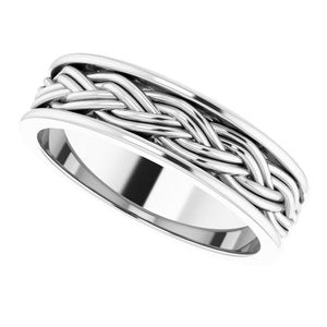 Platinum Woven-Design Comfort-Fit Flat Band