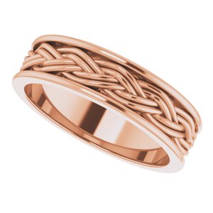 14k Yellow Or White Or Rose Gold Woven-Design Comfort-Fit Flat Band
