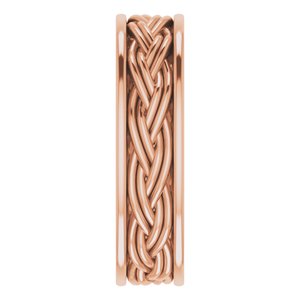 14k Yellow Or White Or Rose Gold Woven-Design Comfort-Fit Flat Band