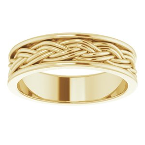 18k Yellow Or White Or Rose Gold Woven-Design Comfort-Fit Flat Band