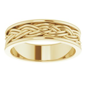 10k Yellow Or White Or Rose Gold Woven-Design Comfort-Fit Flat Band