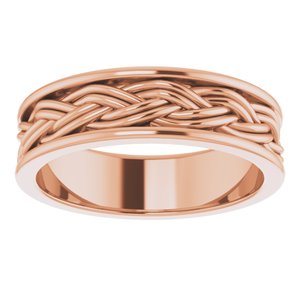 10k Yellow Or White Or Rose Gold Woven-Design Comfort-Fit Flat Band