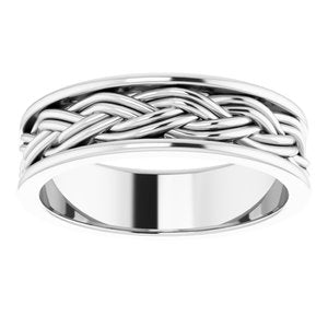 Platinum Woven-Design Comfort-Fit Flat Band