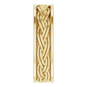 18k Yellow Or White Or Rose Gold Woven-Design Comfort-Fit Flat Band