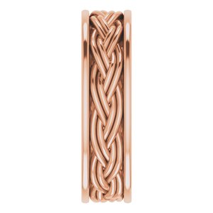 10k Yellow Or White Or Rose Gold Woven-Design Comfort-Fit Flat Band