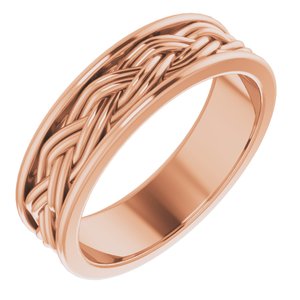 14k Yellow Or White Or Rose Gold Woven-Design Comfort-Fit Flat Band