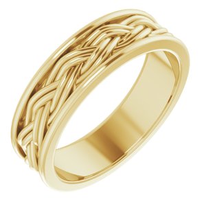 10k Yellow Or White Or Rose Gold Woven-Design Comfort-Fit Flat Band