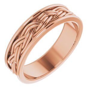 14k Yellow Or White Or Rose Gold Woven-Design Comfort-Fit Flat Band