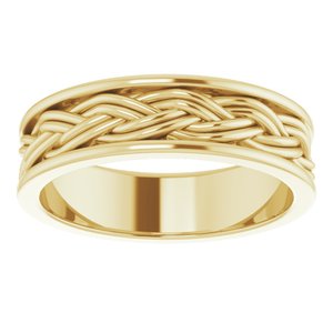 14k Yellow Or White Or Rose Gold Woven-Design Comfort-Fit Flat Band