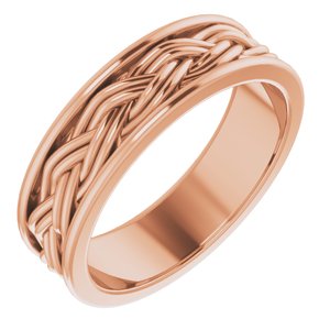 18k Yellow Or White Or Rose Gold Woven-Design Comfort-Fit Flat Band