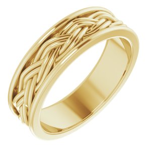 18k Yellow Or White Or Rose Gold Woven-Design Comfort-Fit Flat Band