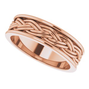 10k Yellow Or White Or Rose Gold Woven-Design Comfort-Fit Flat Band