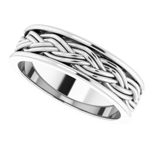 Platinum Woven-Design Comfort-Fit Flat Band