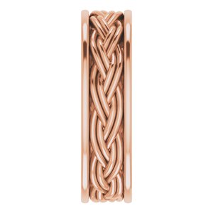 14k Yellow Or White Or Rose Gold Woven-Design Comfort-Fit Flat Band