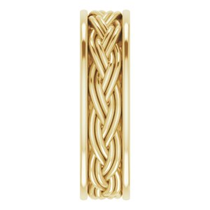 18k Yellow Or White Or Rose Gold Woven-Design Comfort-Fit Flat Band