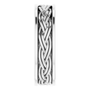 Platinum Woven-Design Comfort-Fit Flat Band