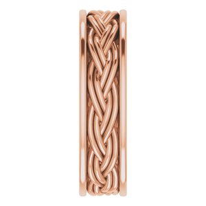 18k Yellow Or White Or Rose Gold Woven-Design Comfort-Fit Flat Band