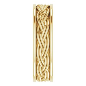 10k Yellow Or White Or Rose Gold Woven-Design Comfort-Fit Flat Band