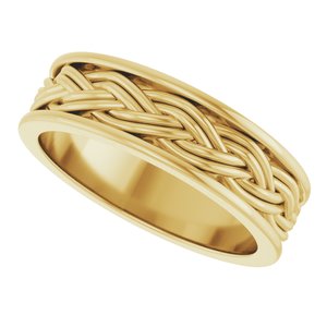 18k Yellow Or White Or Rose Gold Woven-Design Comfort-Fit Flat Band