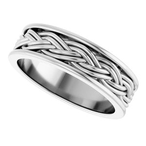 Platinum Woven-Design Comfort-Fit Flat Band