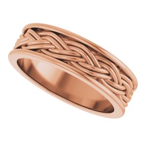 18k Yellow Or White Or Rose Gold Woven-Design Comfort-Fit Flat Band