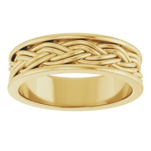14k Yellow Or White Or Rose Gold Woven-Design Comfort-Fit Flat Band