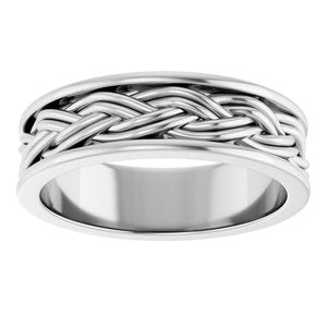 Platinum Woven-Design Comfort-Fit Flat Band