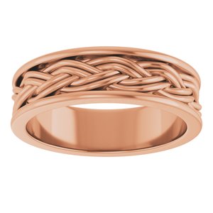 10k Yellow Or White Or Rose Gold Woven-Design Comfort-Fit Flat Band