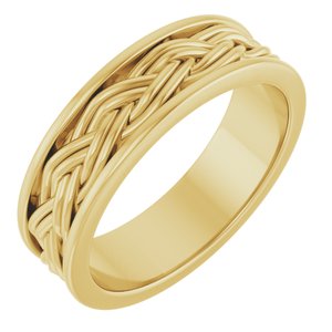 14k Yellow Or White Or Rose Gold Woven-Design Comfort-Fit Flat Band