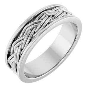 Platinum Woven-Design Comfort-Fit Flat Band