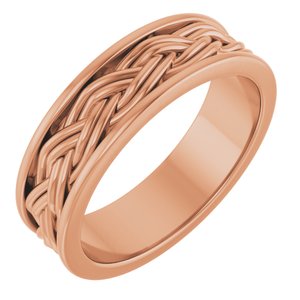 14k Yellow Or White Or Rose Gold Woven-Design Comfort-Fit Flat Band