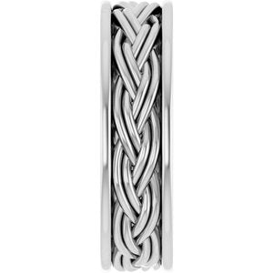 Platinum Woven-Design Comfort-Fit Flat Band