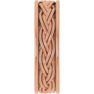 18k Yellow Or White Or Rose Gold Woven-Design Comfort-Fit Flat Band