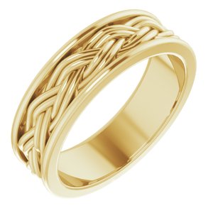 14k Yellow Or White Or Rose Gold Woven-Design Comfort-Fit Flat Band