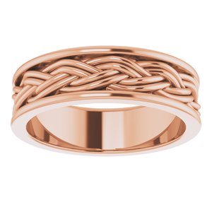 18k Yellow Or White Or Rose Gold Woven-Design Comfort-Fit Flat Band