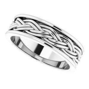 Platinum Woven-Design Comfort-Fit Flat Band