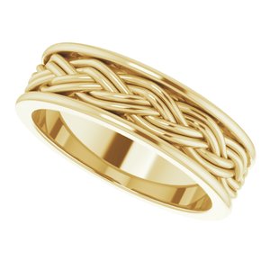 10k Yellow Or White Or Rose Gold Woven-Design Comfort-Fit Flat Band