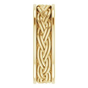 14k Yellow Or White Or Rose Gold Woven-Design Comfort-Fit Flat Band