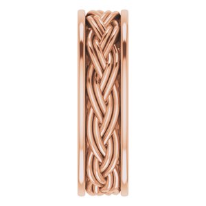 18k Yellow Or White Or Rose Gold Woven-Design Comfort-Fit Flat Band