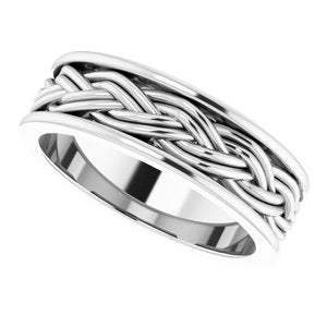Platinum Woven-Design Comfort-Fit Flat Band