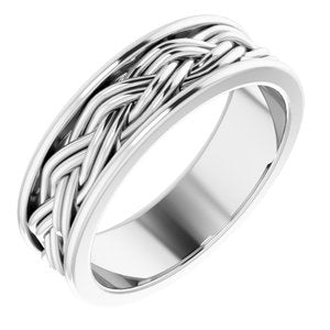 Platinum Woven-Design Comfort-Fit Flat Band