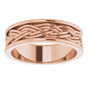 14k Yellow Or White Or Rose Gold Woven-Design Comfort-Fit Flat Band