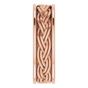 18k Yellow Or White Or Rose Gold Woven-Design Comfort-Fit Flat Band