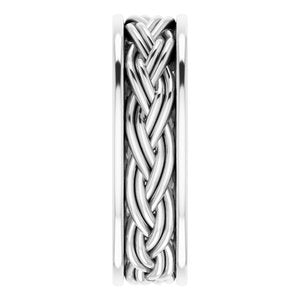 Platinum Woven-Design Comfort-Fit Flat Band